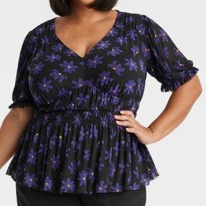 Puff Mesh Daisy Top, 3x